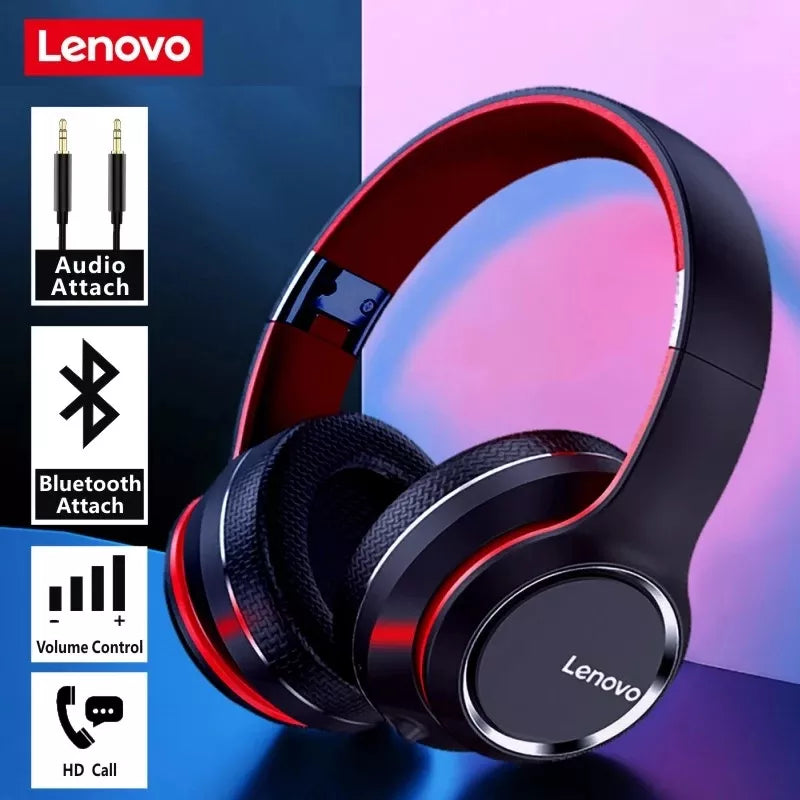 Lenovo HD200 Bluetooth Headphones - Over-Ear, Foldable, Wireless, Noise Cancellation, HiFi Stereo Gaming Headset